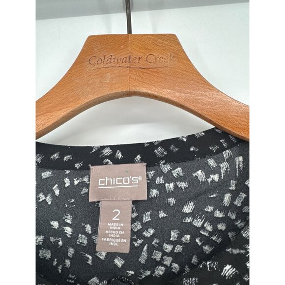 Chicos 2 women's blouse top size large  Black Tunic  Embroidered Long Sleeve - Picture 2 of 5